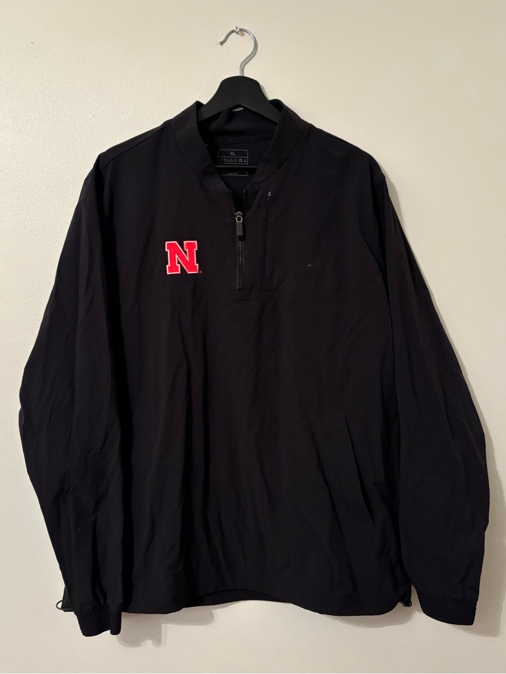 Adidas University of Nebraska Huskers Quarter-Zip Pullover in Black | Size XL